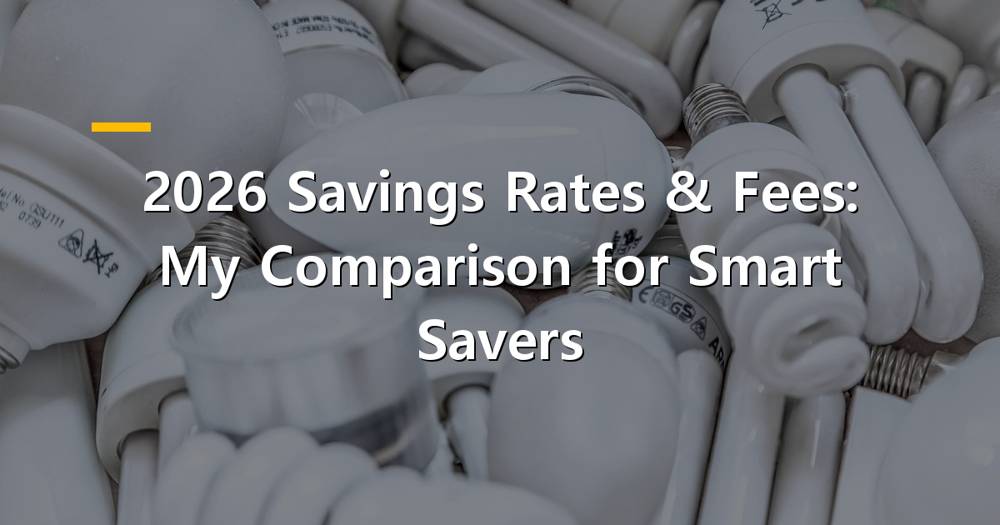 Magnifying glass over bank statement showing savings rates and fees in 2026