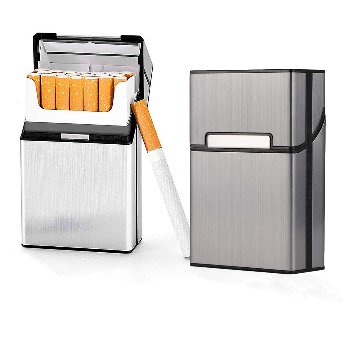 Cigarette Case Brushed Metal Cigarette Case with Magnetic Switch Flip  Closure,20