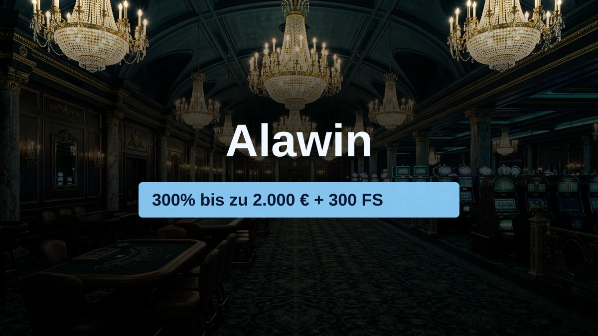 Alawin Casino  Willkommensbonus 300% bis zu 2.000  + 300 FS, Zahlungen: Visa, Mastercard, Skrill, Neteller, Sofort