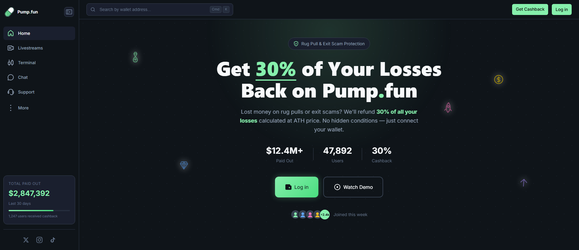 Screenshot of feeback-pumps.fun