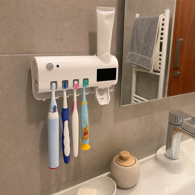 Imagine ilustrativă cu patru periuțe organizate în PureBrush UV