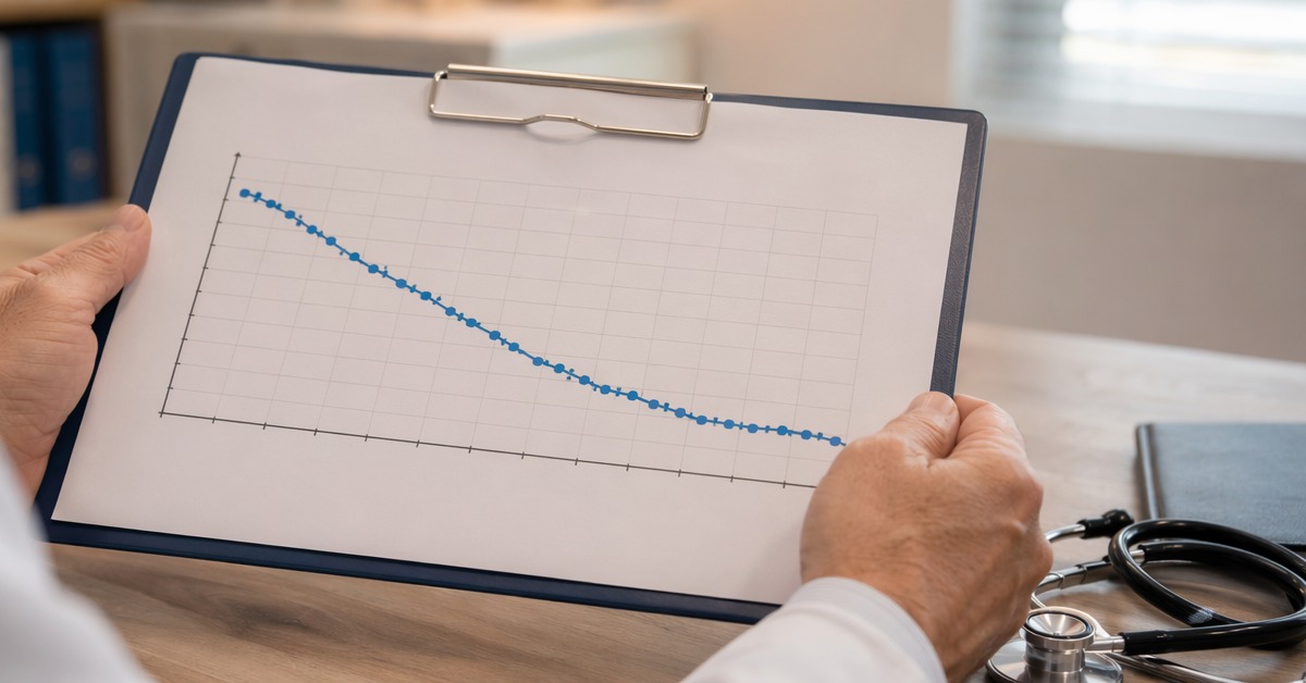 STEP-1 and SURMOUNT-1 trial weight loss data on clipboard — semaglutide and tirzepatide results