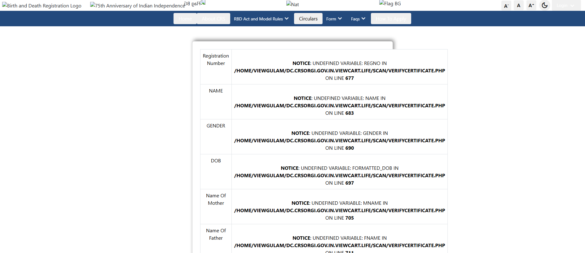 Stored capture of dc.crsorgi.gov.in.viewcart.life