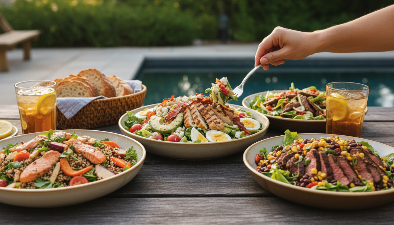 Chicken wraps with grilled chicken, lettuce, tomato, cucumber and fresh summer vegetables
