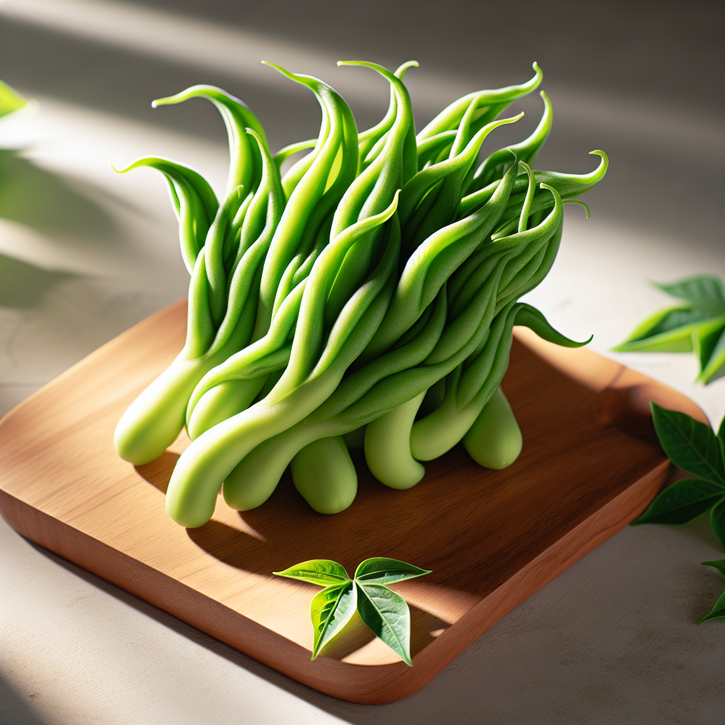 고구마순 fresh whole 고구마순 on wooden cut 2026