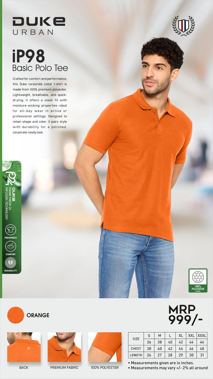 Duke iP98 Basic Polo Tee - Orange