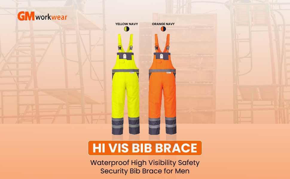 Bib & Brace Colour Options - Orange/Navy and Yellow/Navy