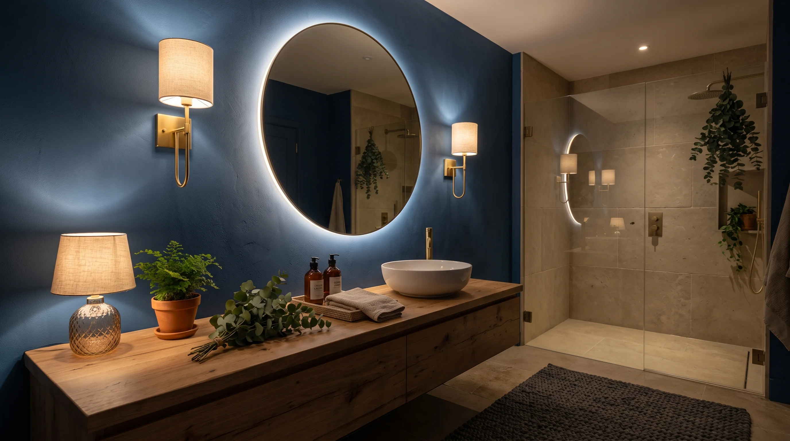 Dimmable Layered Ambient Lighting Bathroom