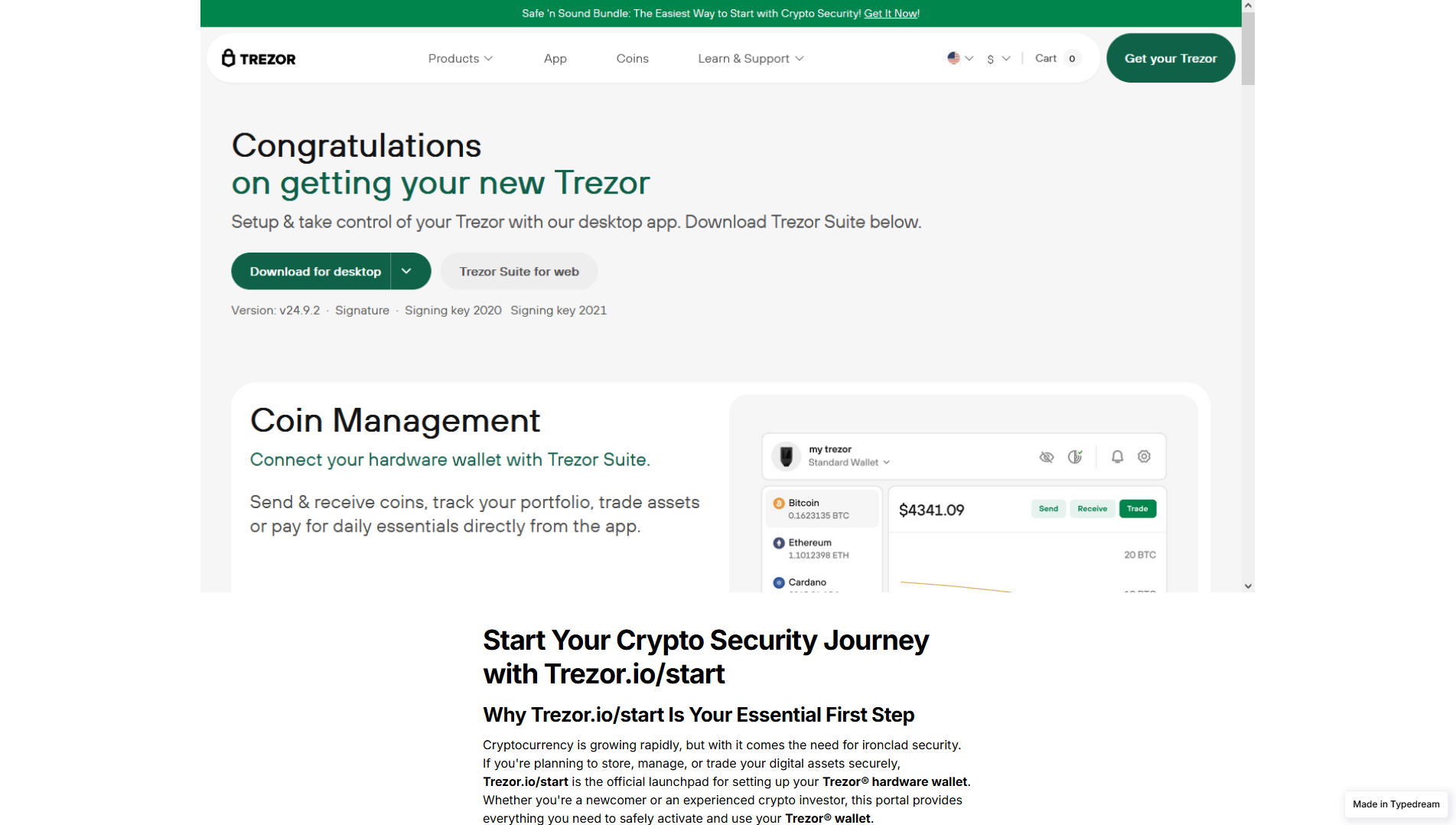 Stored capture of docs-trezr-begin-help.typedream.app