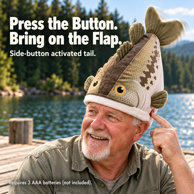 Angler pressing the side button on the bass hat