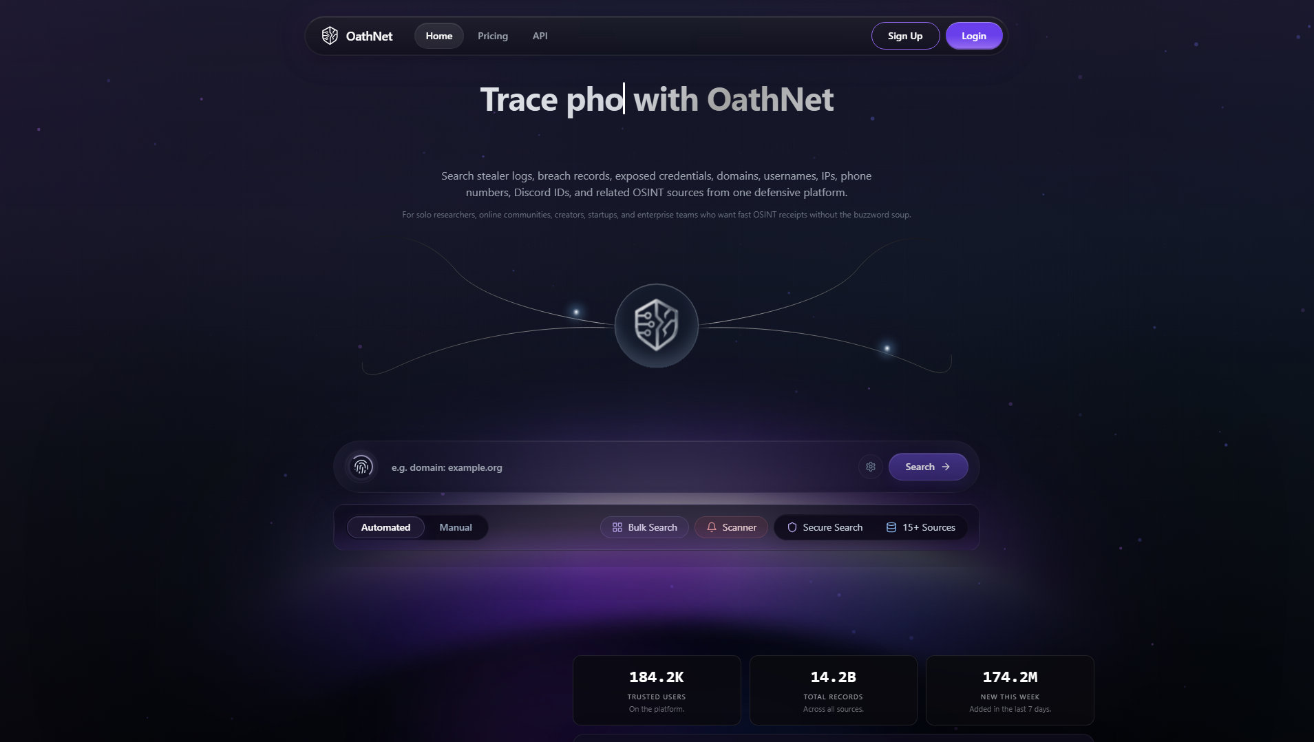 Screenshot of oathnet.org