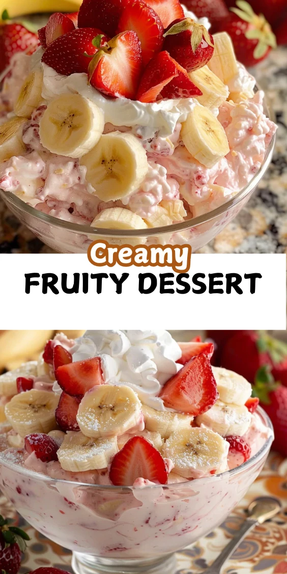 Fresh Strawberry Banana Cheesecake Salad