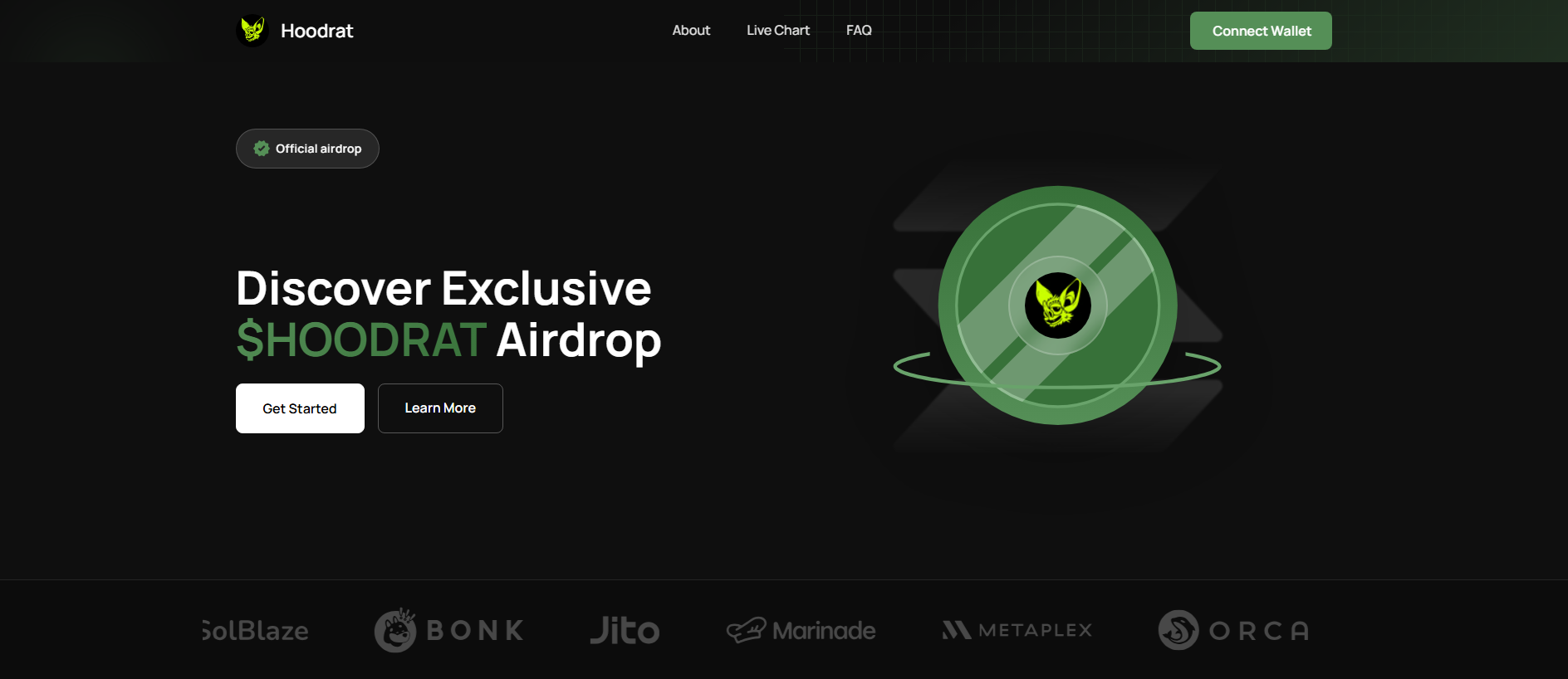 Forensic screenshot of hoodrat.claim-app.fun showing the phishing page layout