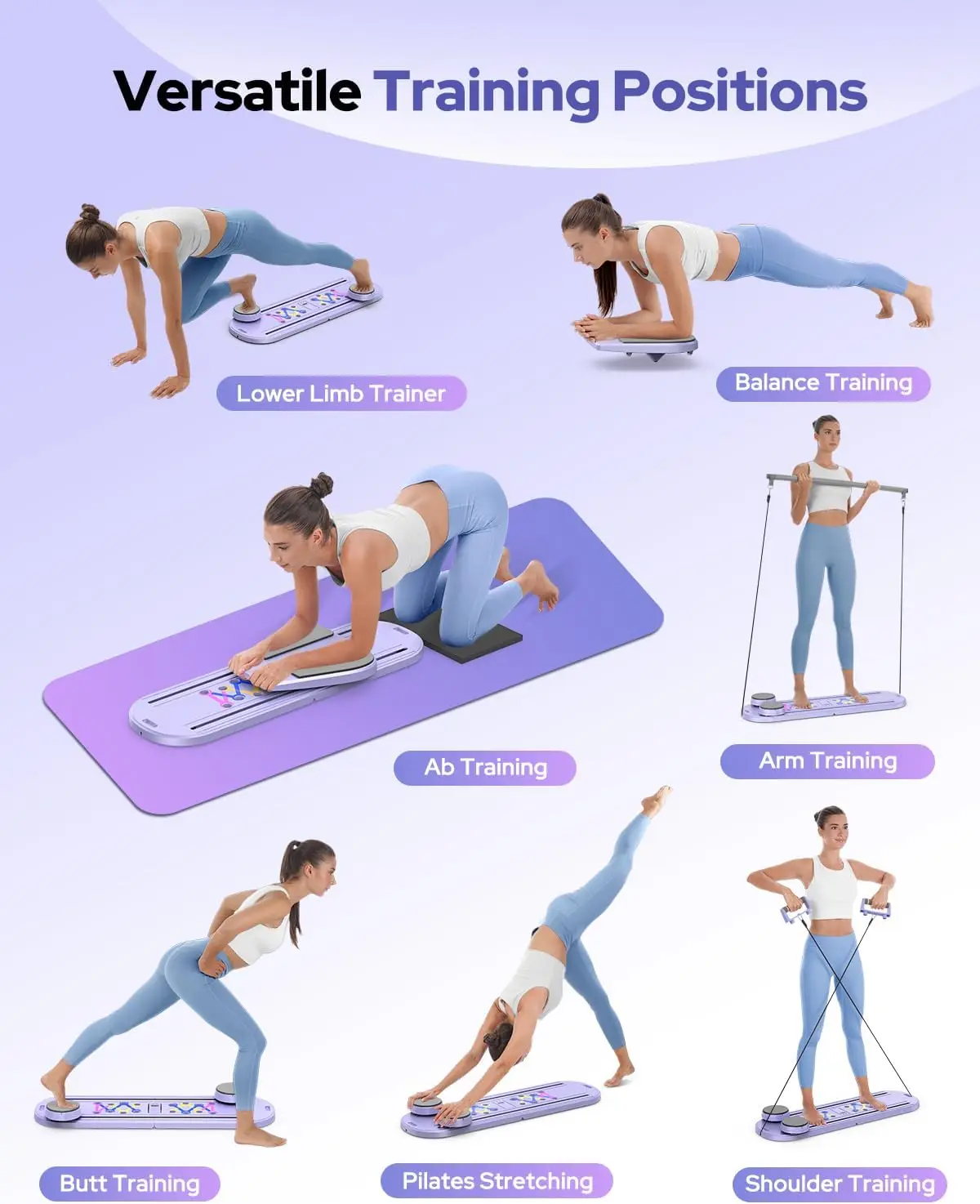 Foldable Pilates Reformer Set 7 in 1 Multi-Purpose pilates equipment  Rayspace Portable Ab Core Trainer Pilates Board view 6