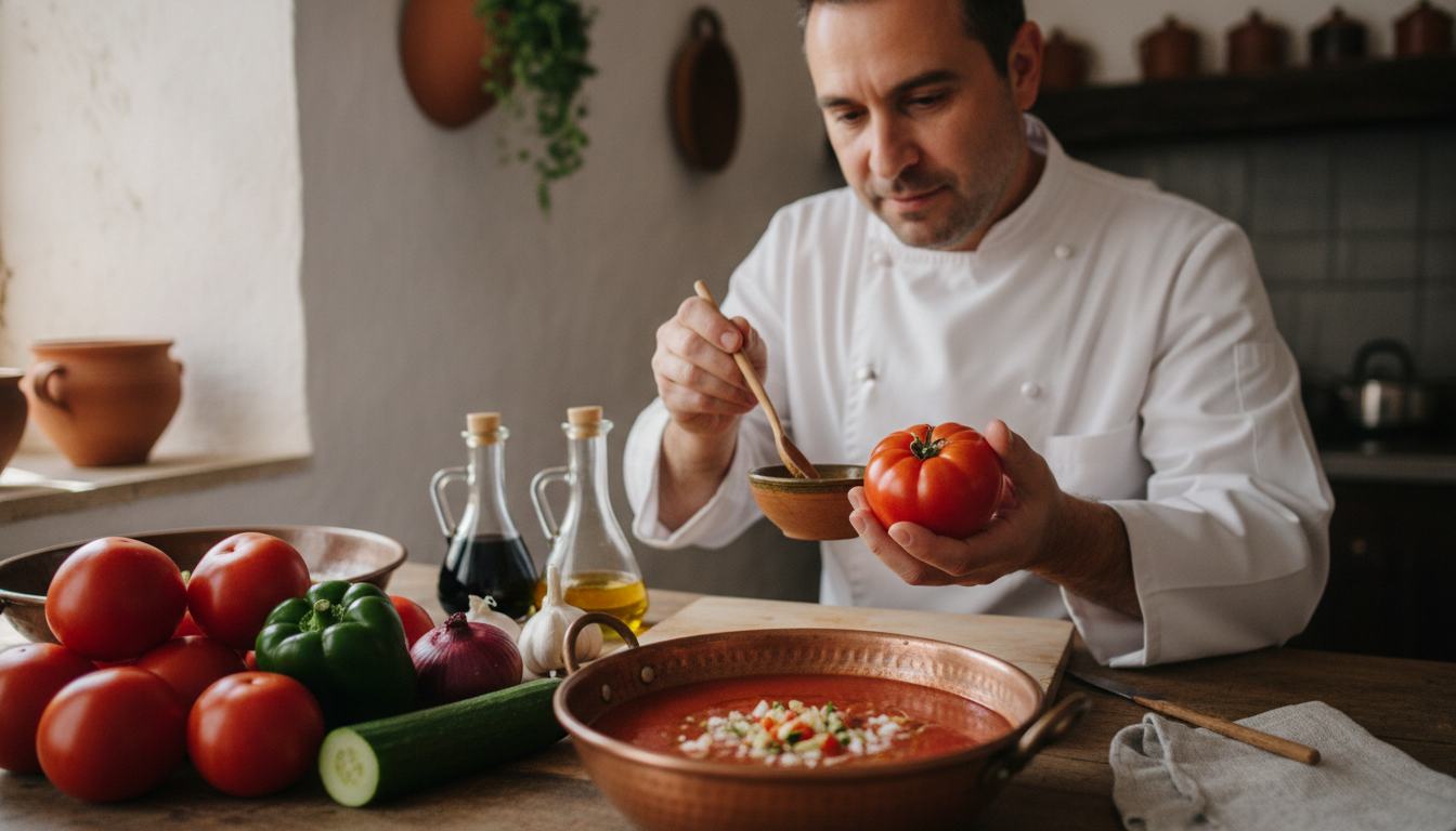 Trucos de Chef para un Gazpacho de Diez | Gazpacho andaluz tradicional receta auténtica