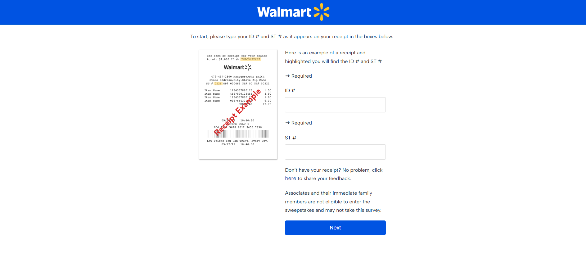 Screenshot of walmart.survey-code.com
