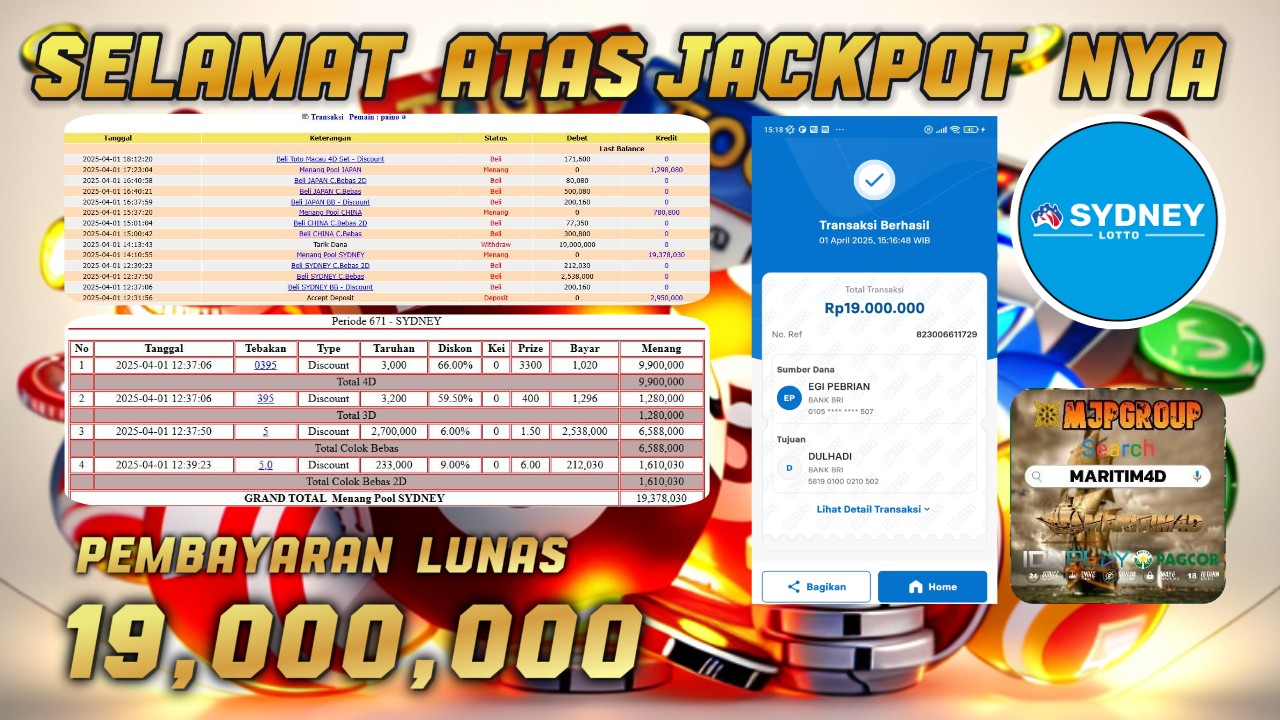 MARITIM4D JACKPOT TOGEL SYDNEY Rp.19.000.000.,- LUNAS