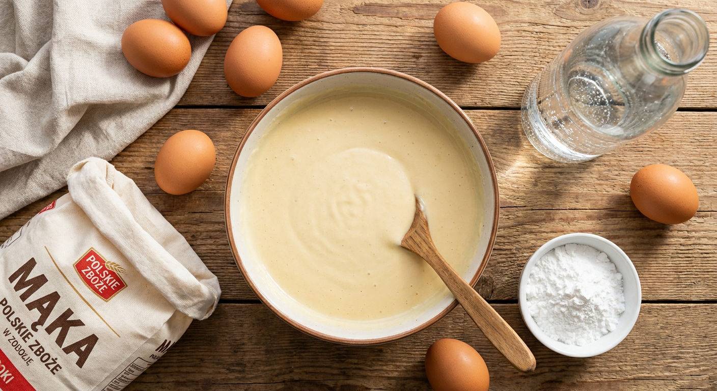Skladniki na ciasto na nalesniki do krokietow.