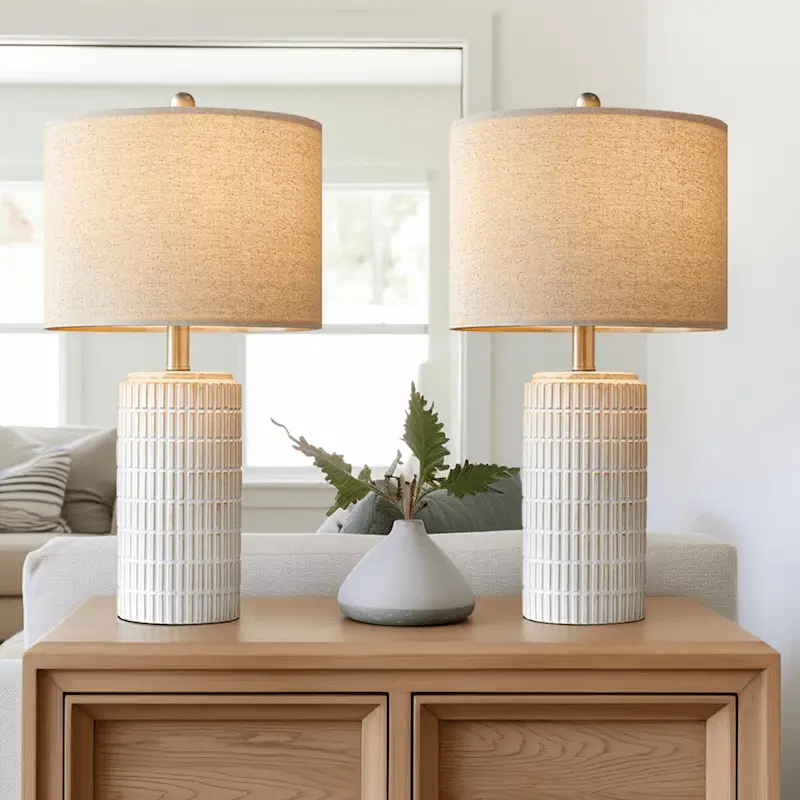 Modern Ceramic Table Lamps – Elegant Farmhouse Bedside & Living Room Lighting Décor