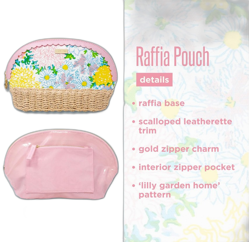 Lilly Pulitzer Raffia Scalloped Zipper Pouch