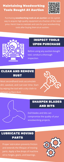 Proper maintenance of woodworking tools bought at woodworking tool auctions ensures longevity and performance. Clean tools thoroughly, check for rust and lubricate moving parts. Sharpen blades and replace worn components as needed. Store in a dry environment to prevent corrosion. Regular upkeep helps maximize value and efficiency, making your auction a smart and lasting investment. To know more visit here https://www.auctionmasters.com/industries/woodworking-cabinet-shop