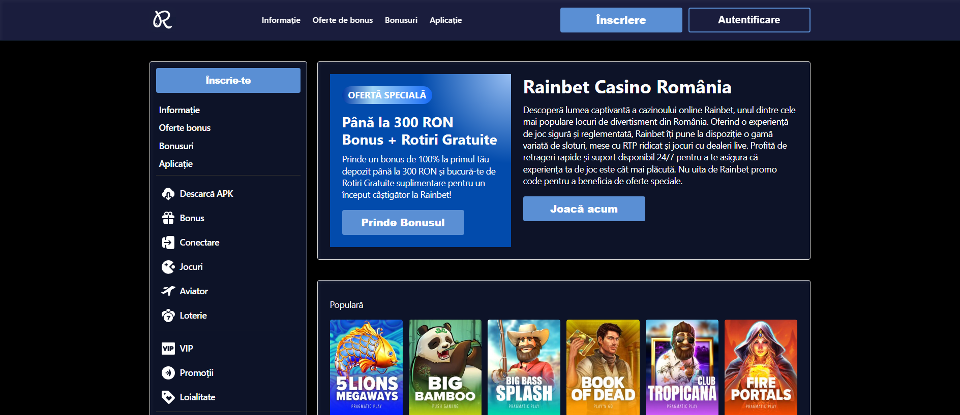 Stored capture of rainbetcasinoromania.com