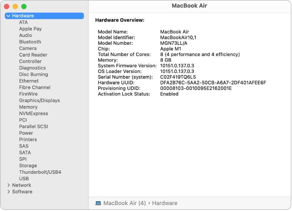 Parametry MacBooku
