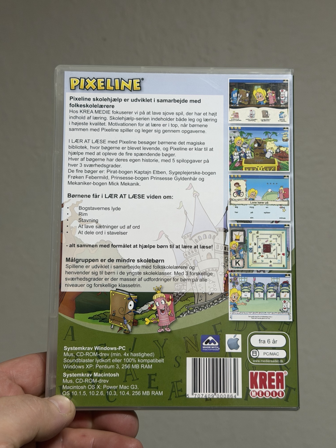 Pixeline Lær at Læse back cover describing reading activities