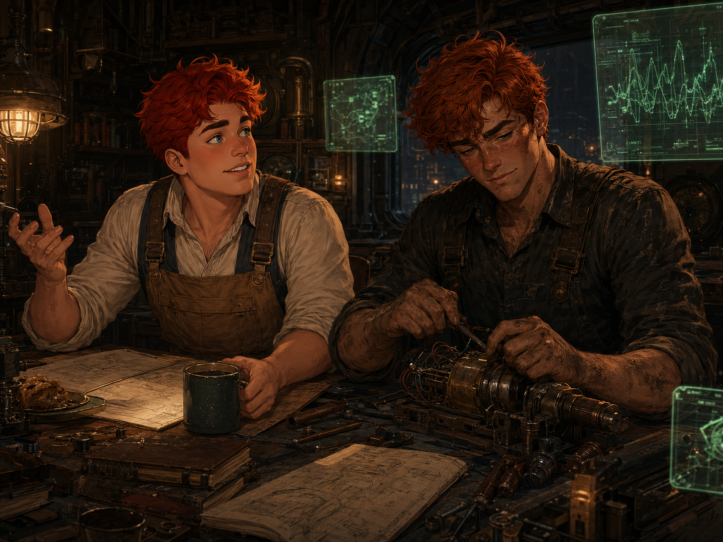 August and Jasper working quietly together