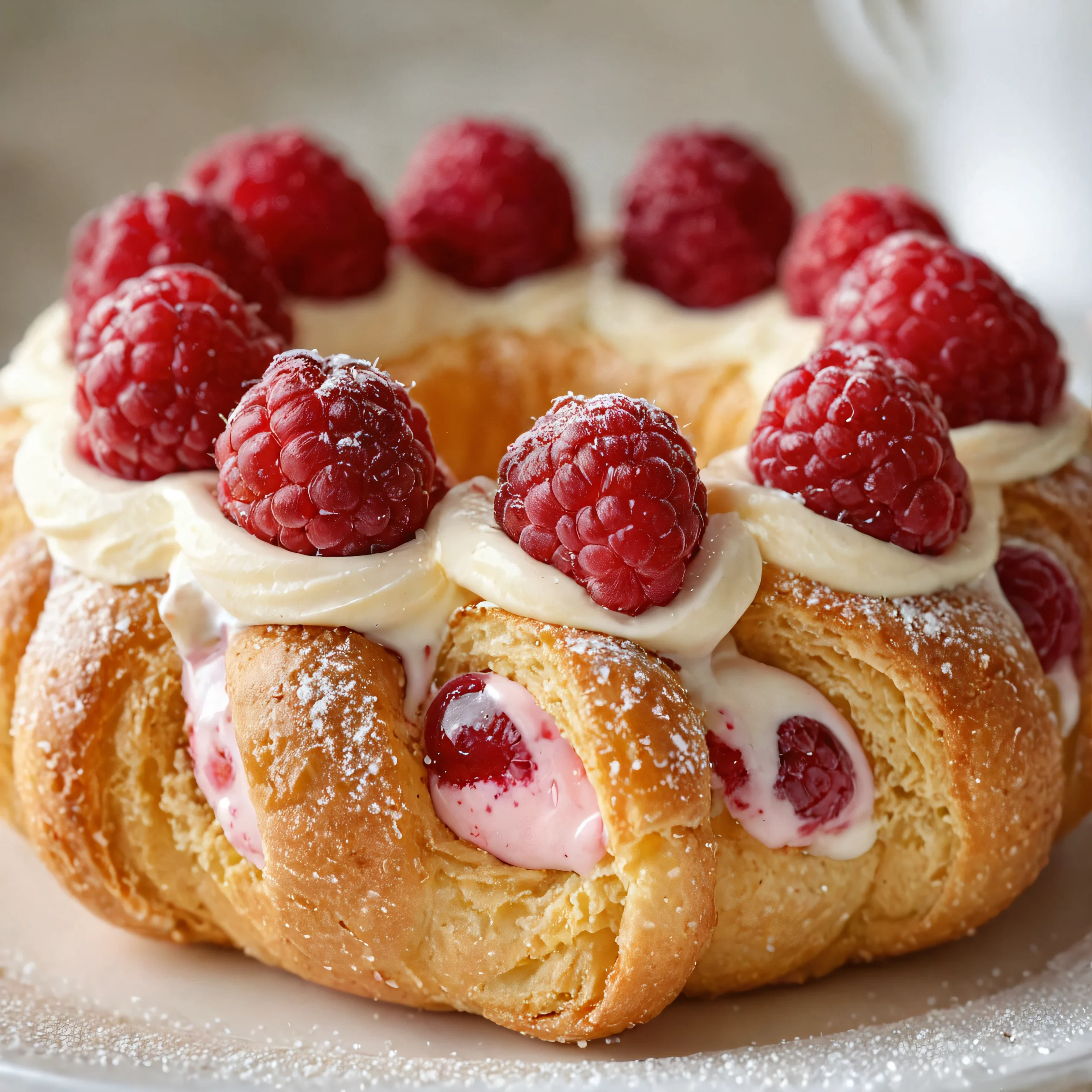 Raspberry Cream Choux Ring Dish