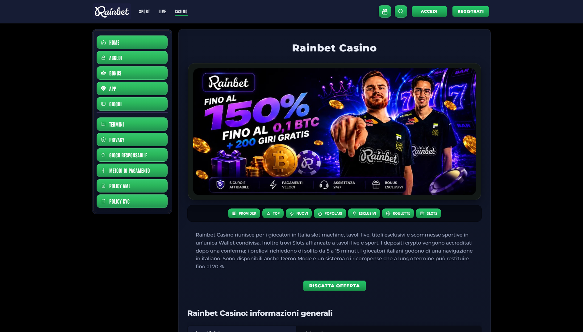 Stored capture of rainbets.it