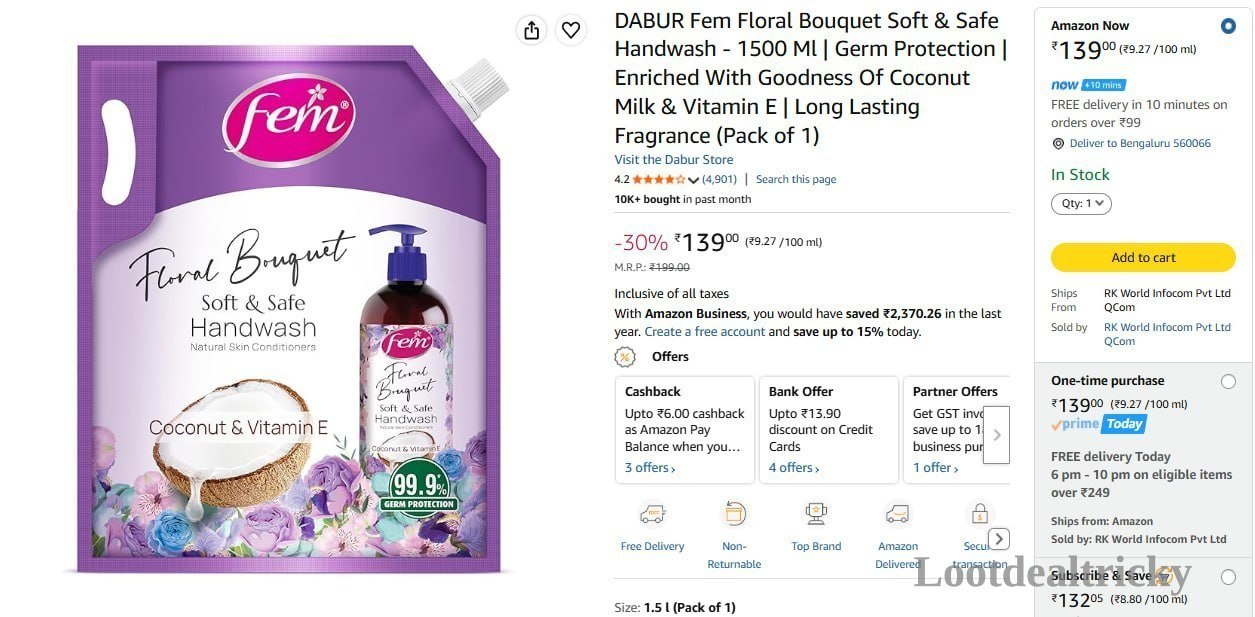 Dabur Handwash 1500ml – Just ₹139 | Loot Deal Dabur Handwash 1500ml – Just ₹139 | Loot Deal