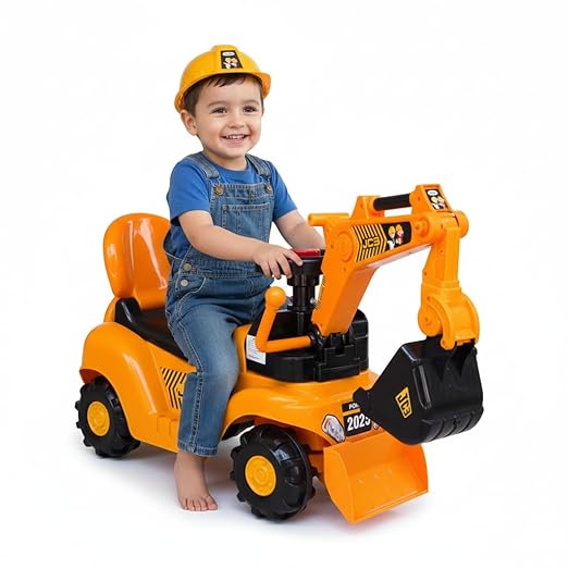 Big Size Excavator Ride On JCB car for Kids with Arm, Digging Bucket and Front Loader Movement, Ride-On Toy for Toddlers Ages 1– 4 Years with Music