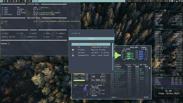 MX-bashmount-bpytop-rofi-active-workspaces-conky