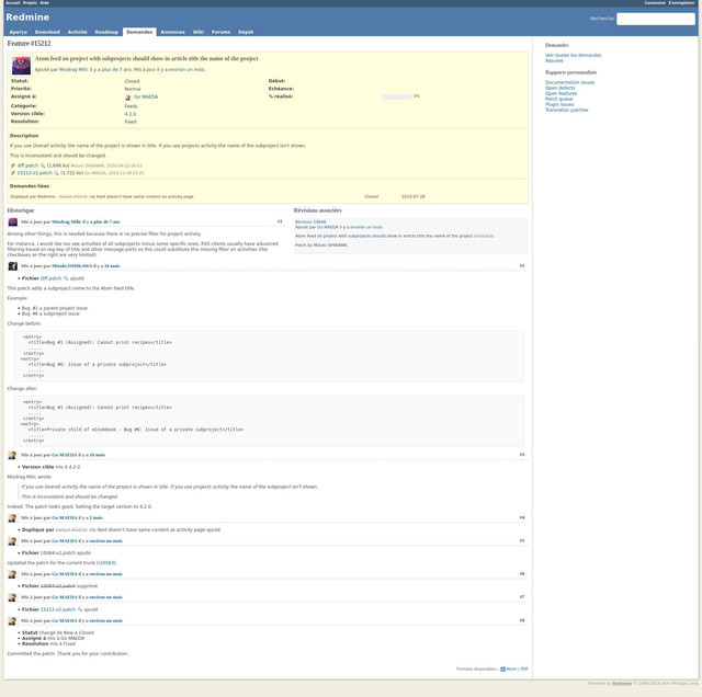 Exemple de ticket Redmine