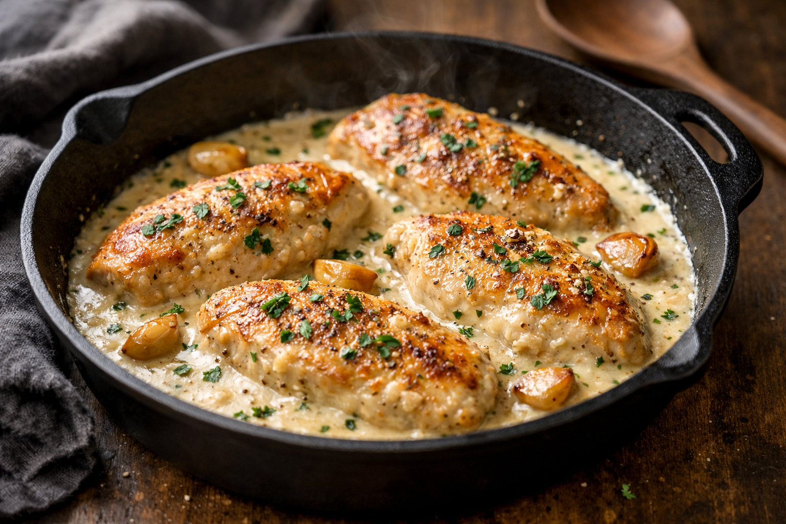 Creamy Chicken with Garlic Cream Sauce Recipe