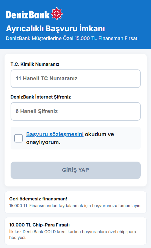 Forensic screenshot of deniz-mobil-com-promosyyon-direkt.duckdns.org showing the phishing page layout