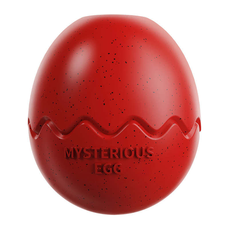 Red Dinosaur Egg Shaped Dog Slow Feeder Toy - Durable TPR Interactive Treat Dispenser for Mental Stimulation and Anxiety Relief - Perfect for Medium to Large Dogs