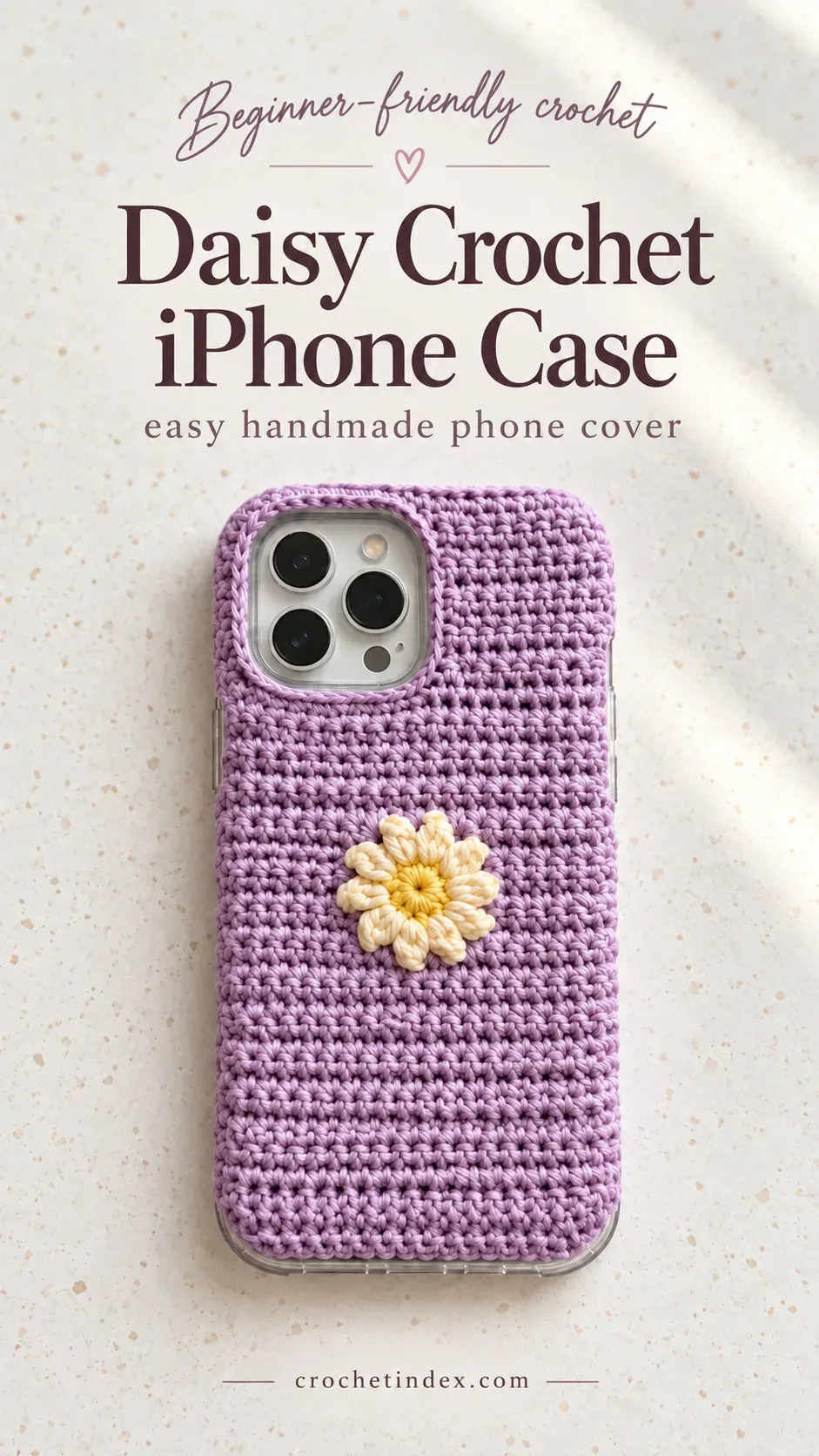 Daisy Bloom Crochet Phone Case for iPhone Pinterest pin