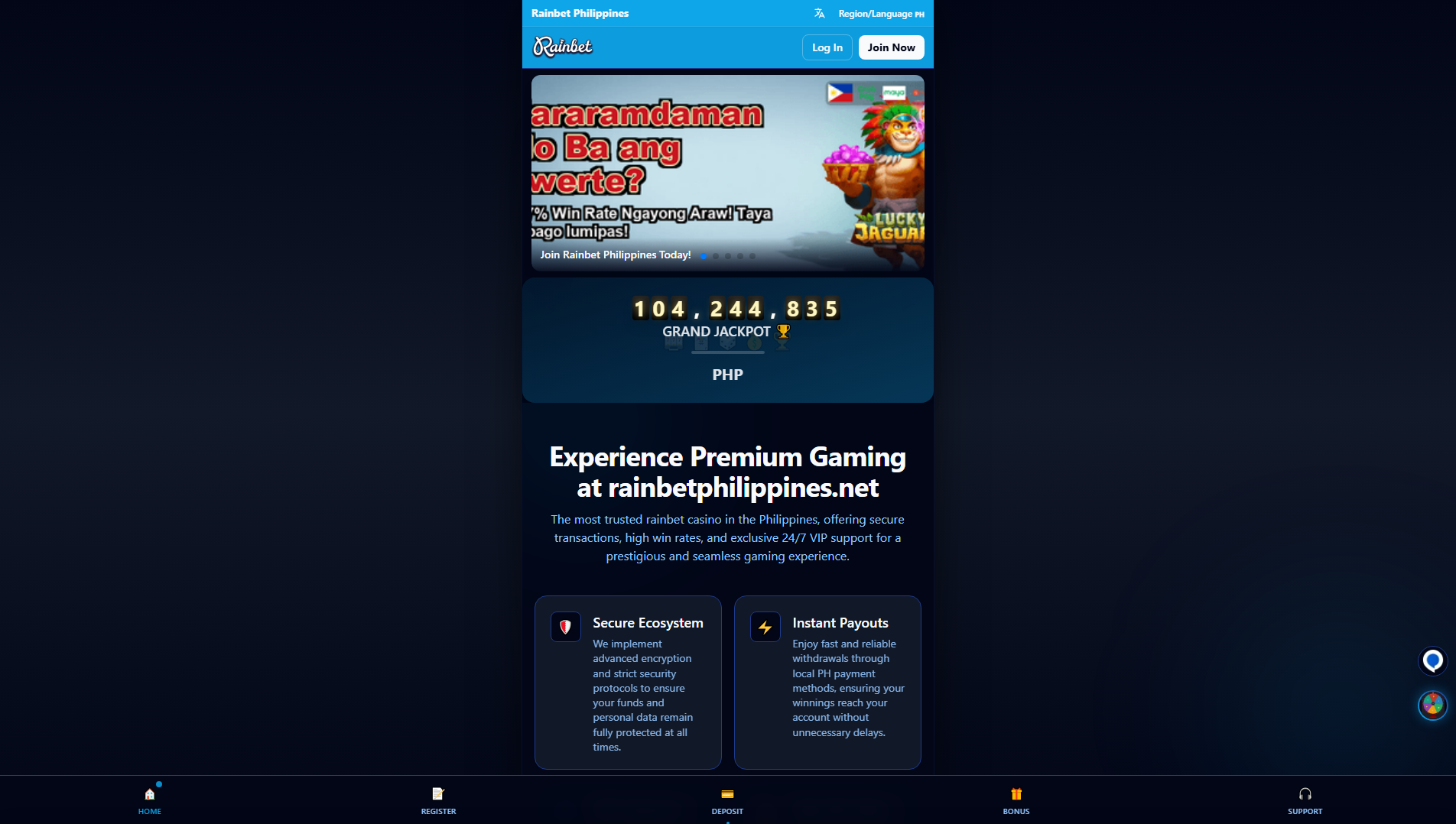 Stored capture of rainbetphilippines.net