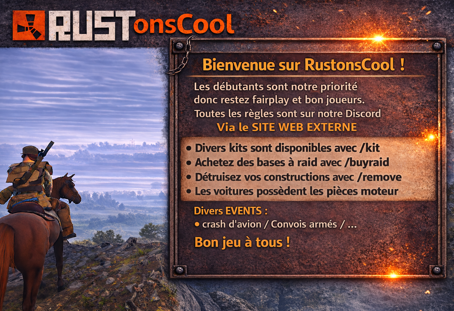 [FR]RustonsCool Débutants Trio|Raid 21h-00h|RaidShop|Kit|Event