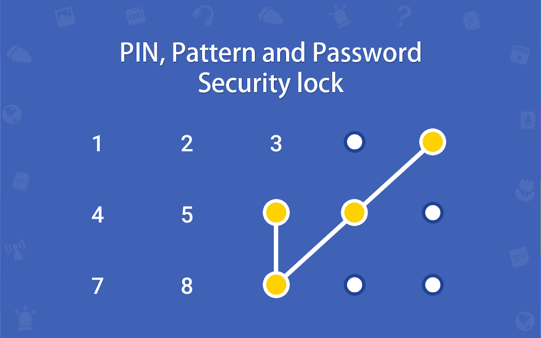 Android phone security screen showing PIN pattern password and fingerprint protection for Play Store access