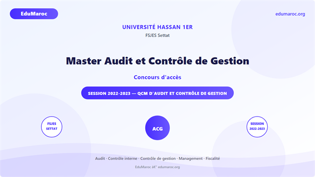 Master Audit et Contrôle de Gestion (ACG) — FSJES Settat 2022-2023