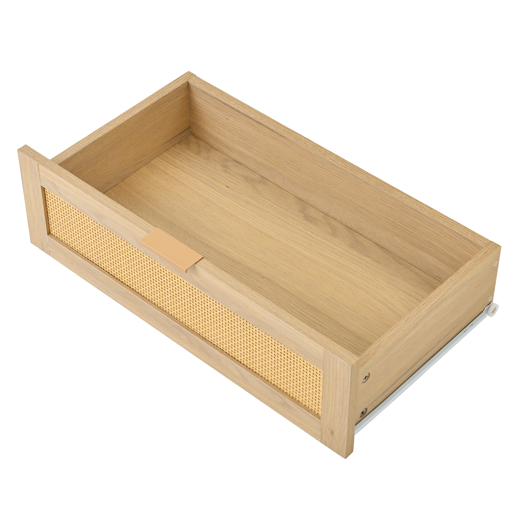 Meuble TV Naturel, Rangement, Gestion des Câbles, Étagères Réglables, Plan Relevable, Étagère Extractible - Panneau composite de fibres de bois à densité - 110x55.5x40cm 5