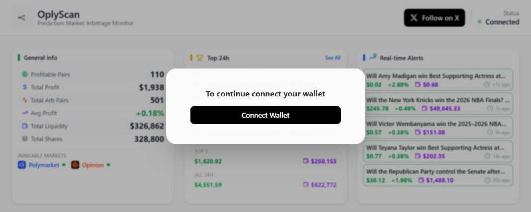 Screenshot of app.oplyscan.com