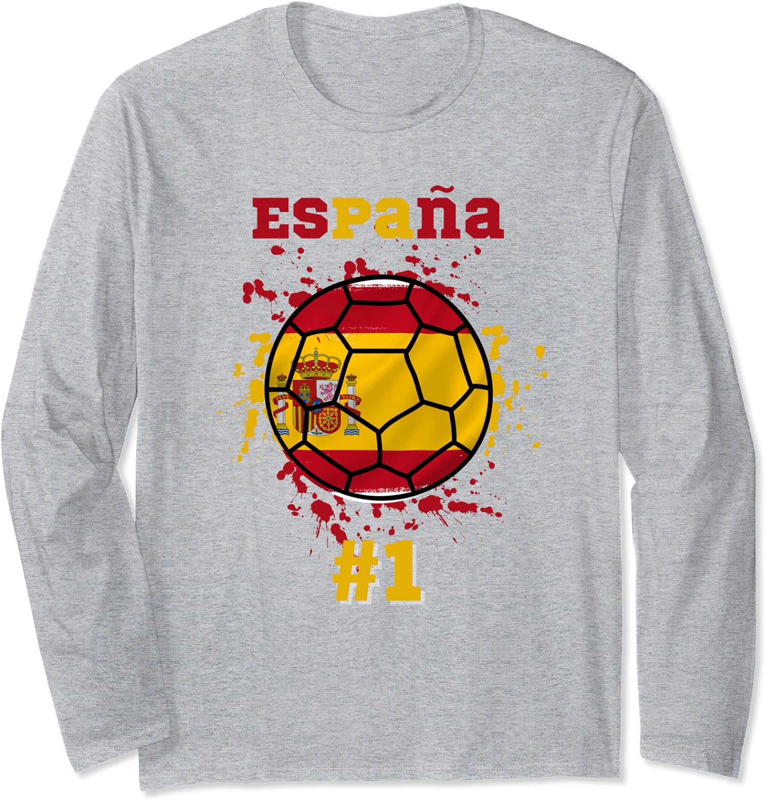 Spain Soccer Ball Espana Flag Spanish Fan Jersey Long Sleeve Tshirt
