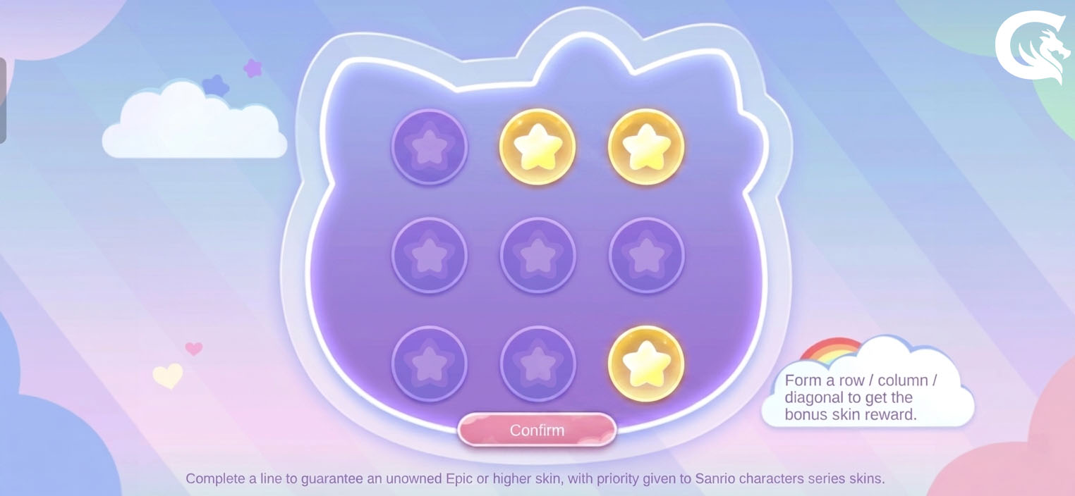 MLBB x Sanrio Bingo Mechanics 3x3 grid