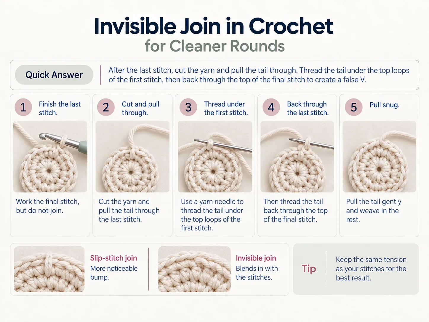 Invisible Join in Crochet for Cleaner Rounds