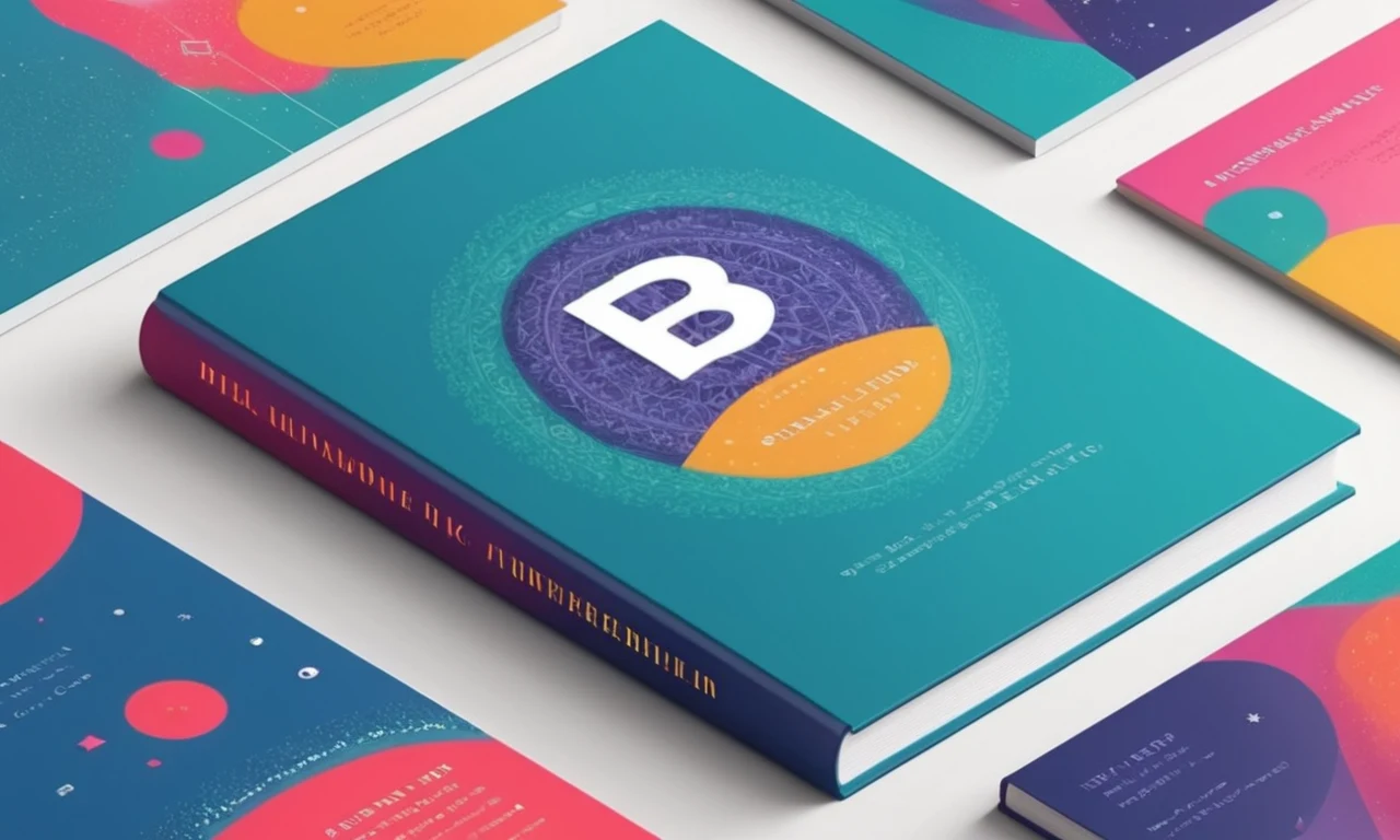 Una cubierta de libro con formas abstractas y palabras borrosas, rodeada de citas filosóficas.