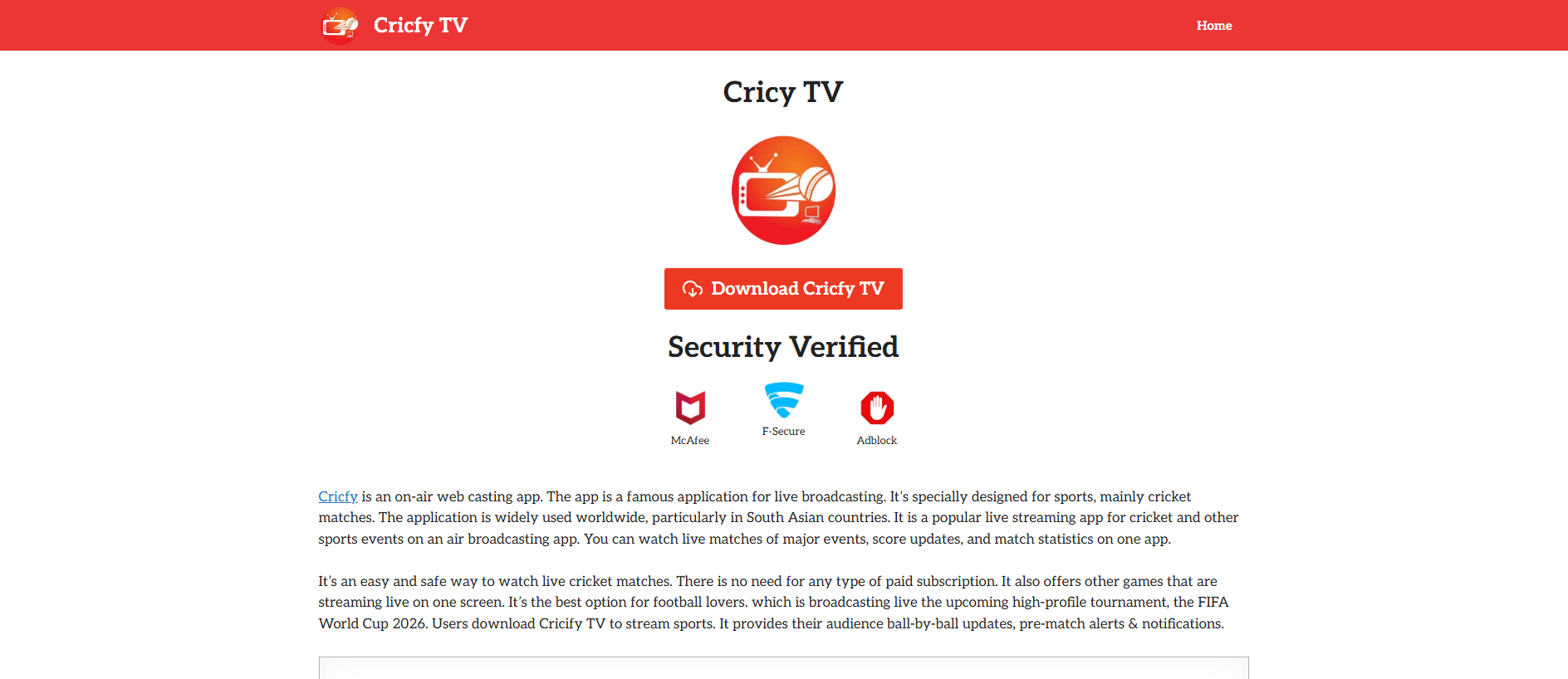 Stored capture of cricfyapp.download